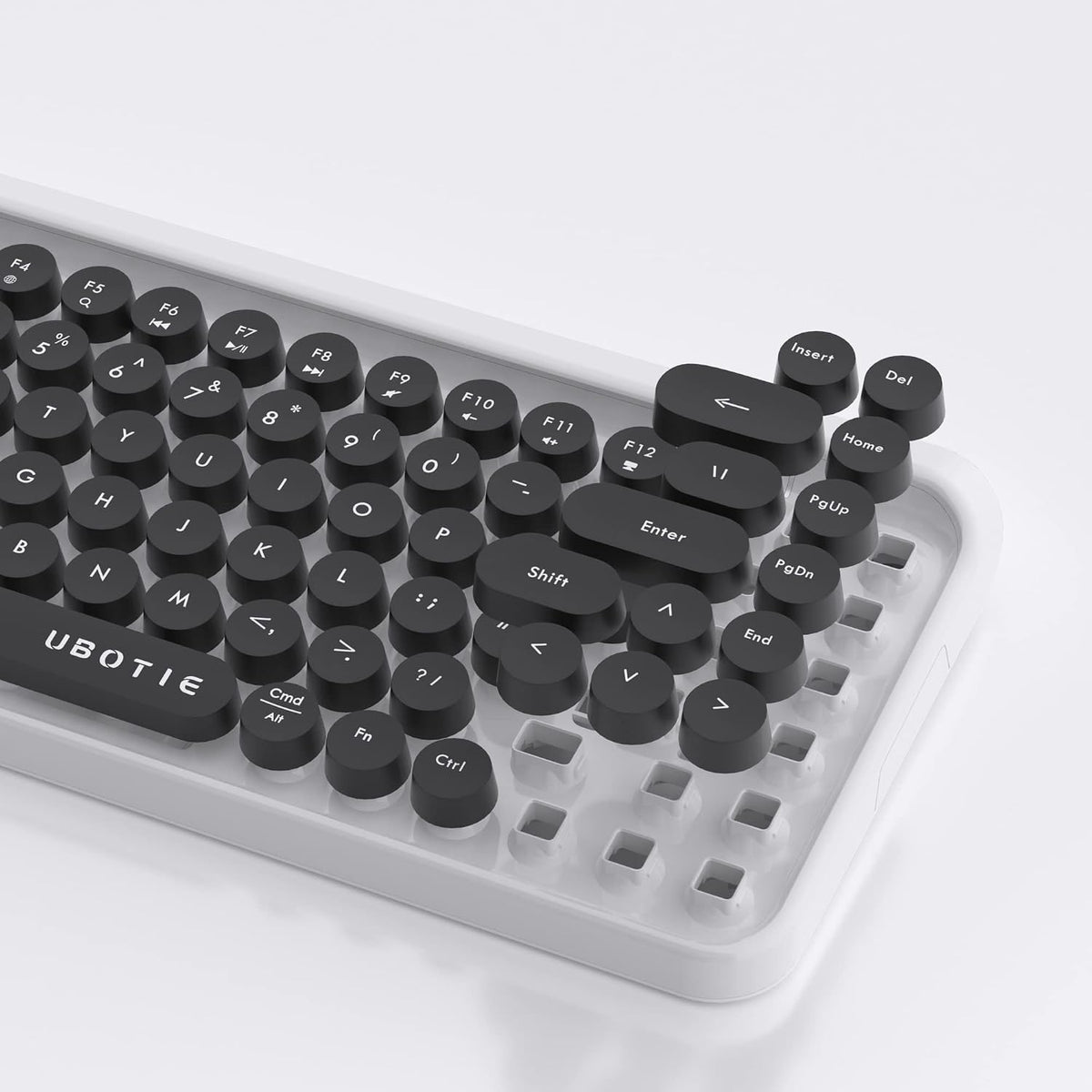 UBOTIE Portable Bluetooth Colorful Keyboards (New Black White)