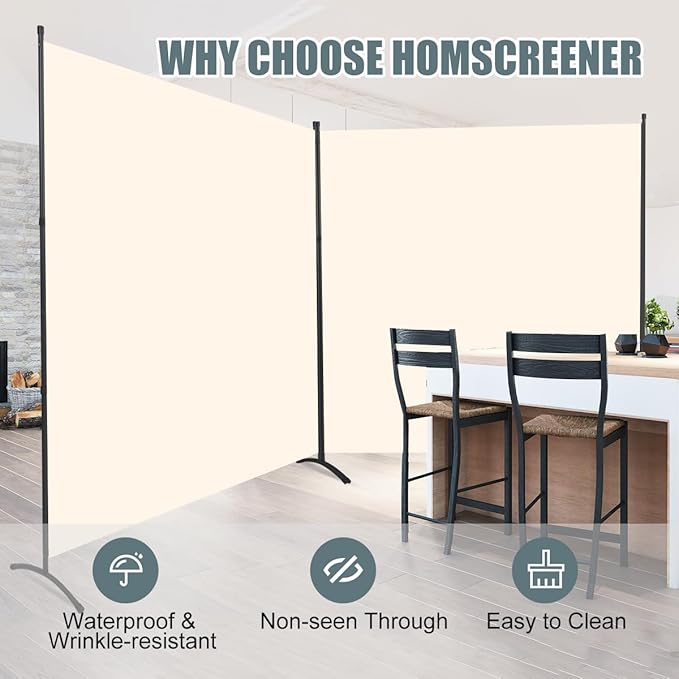 Room Divider 2 Panel Large Privacy Screens, Tall 6FT Partition Room Dividers - Image 4