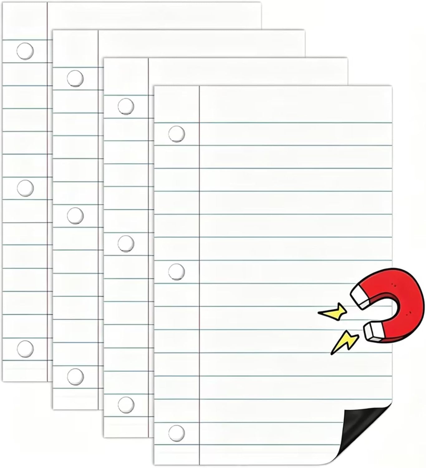 Chinco 4 Pcs 21.5 x 16" Giant Magnetic Lined Paper for Whiteboard Magnetic Dry Erase Notebook Paper for Classroom Elementary Must Have Erasable Writable Handwriting Homeschool Teaching Supplies