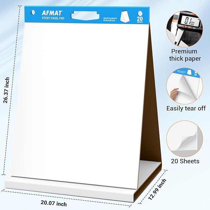 AFMAT Tabletop Sticky Easel Pad & Dry Erase Board 2 in 1, 20 x 23 in Portable - Image 8
