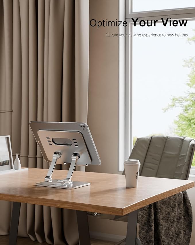 Tablet Stand Holder with Thickened 360°Rotating Base Dual Rod Adjustable - Image 9