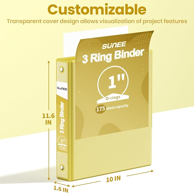 SUNEE 3 Ring Binder 1 Inch 1 Pack - Image 7