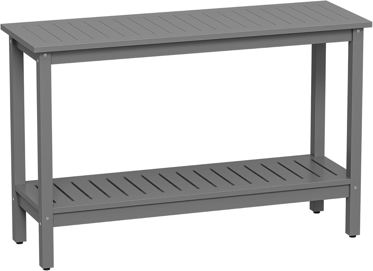 SUPER DEAL 48 inch Outdoor Console Table, 2-Tier Solid Wood Side Table Multif...