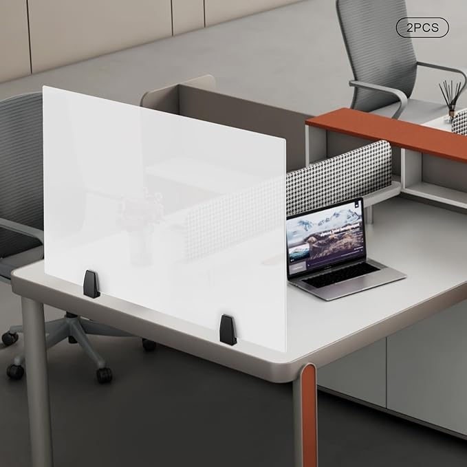 2 Pack Clamp-on Desk Privacy Panels, Frosted Acrylic Desk Dividers - Image 7
