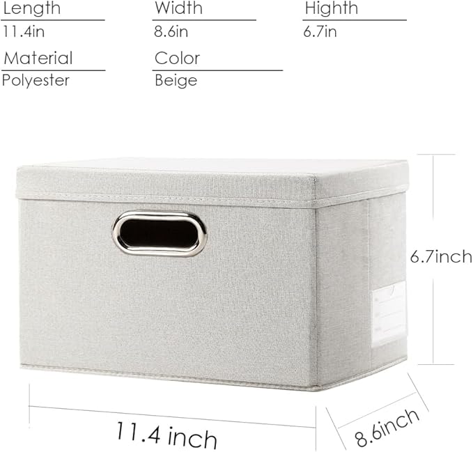 PRANDOM Storage Bins with Lids Linen Fabric Foldable Storage Boxes Organizer - Image 2