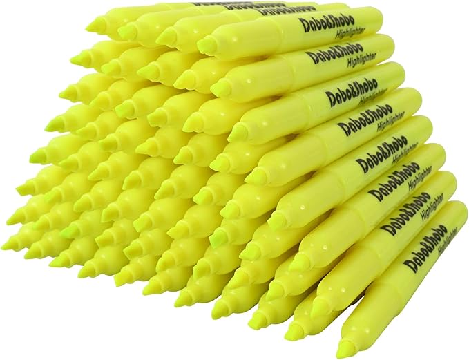 Dabo&Shobo Yellow highlighter, 60 Pack -bright color, chisel tip, by DaboShobo