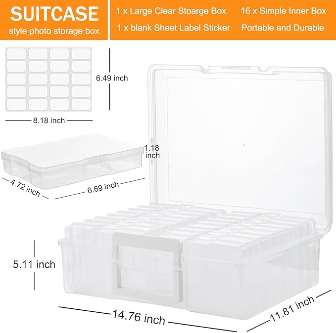 ALINK Photo Storage Box with Handle, Office Supplies - Image 2