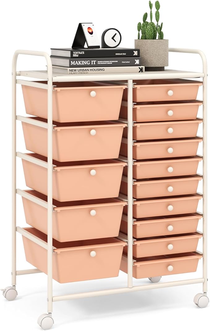 LDAILY 15 Drawer Rolling Storage Cart, Rolling Cart by LDAILY
