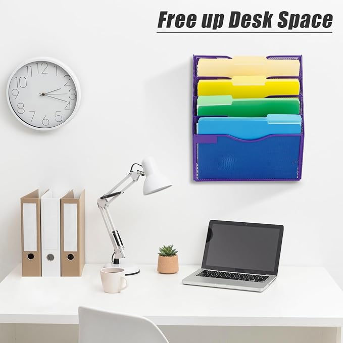 EASEPRES 5 Pocket Mesh Hanging Wall File Organizer, Wall Mounted Mail Paper - Image 7