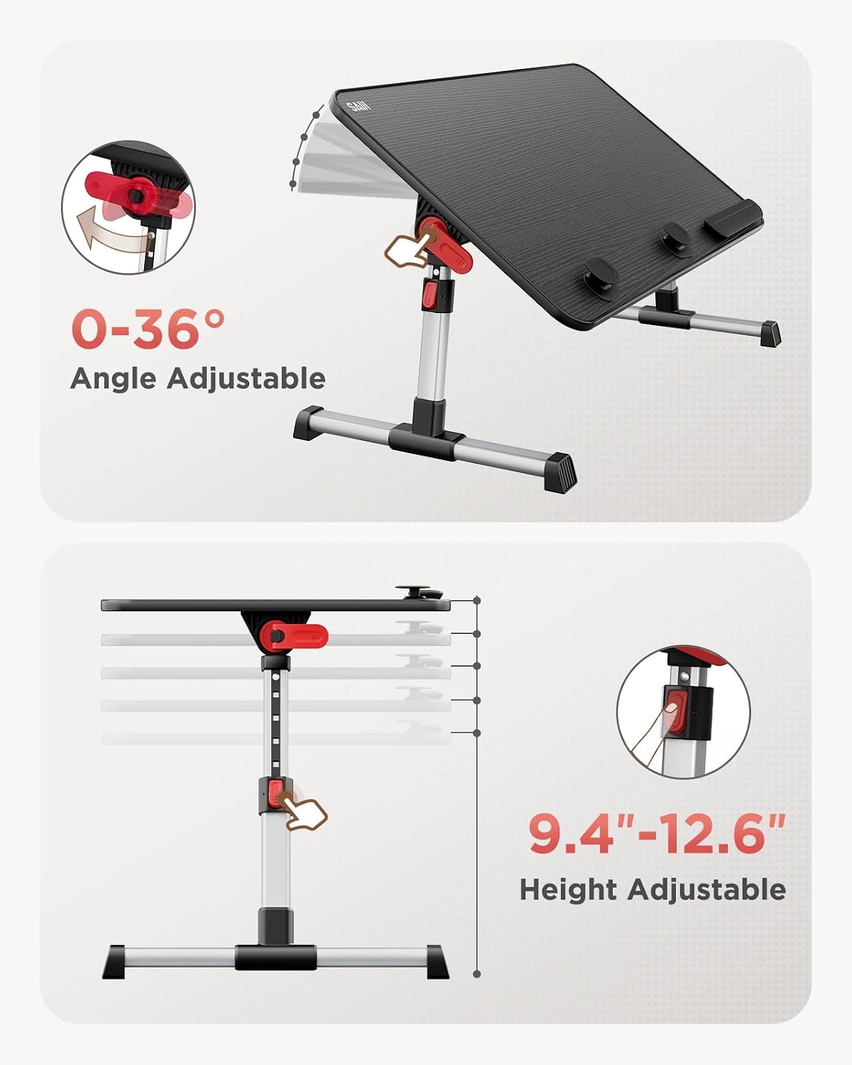 Laptop Desk Table, SAIJI Adjustable Laptop Stand, Portable Lap Desks