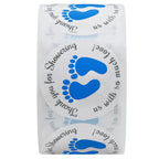Hybsk 1.5 Inch Round Baby Shower Stickers, Thank You for Showering Us with So Much Love Blue Foot Print Total 500 Labels Per Roll (Blue Footprint)