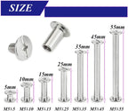 Socell 130pcs Phillips Chicago Screw Binding Screws Posts Assortment Kit for Scrapbook Photo Albums Craft and DIY Leather Decoration Bookbinding(M5 x 5/10/15/25/35/45/55)