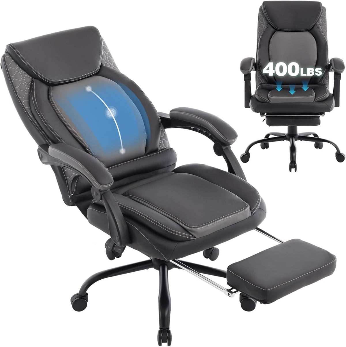 Reclining Ergonomic Office Chair with Footrest