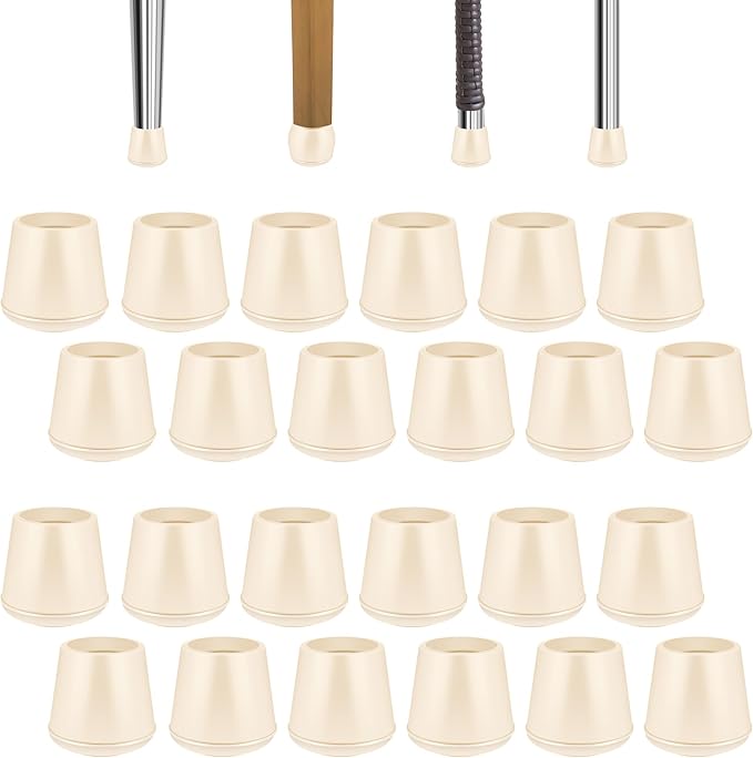 1" Round Rubber Chair Leg Tips Caps, Chair Leg Floor Protectors, Non-Slip by VOCOMO