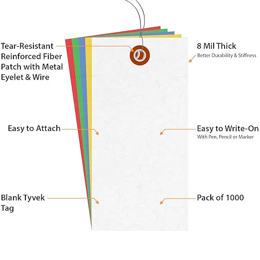 SmartSign 4.75 x 2.375 inch Multi Colored Blank Tyvek Shipping Tags - Image 5