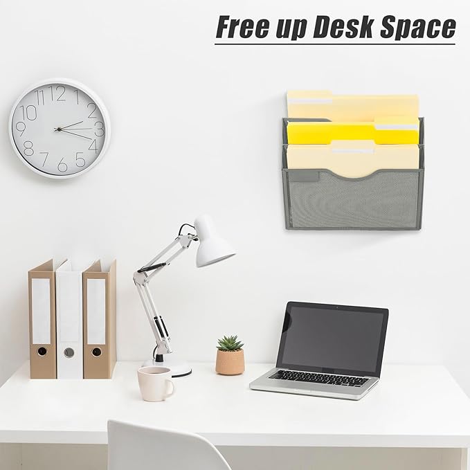 EASEPRES 3 Pocket Mesh Hanging Wall File Organizer, Wall Mounted Mail Paper - Image 3