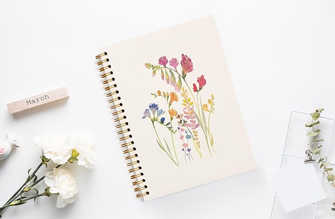 JWVK Vintage Wild Flower Botanical Plant Hardcover Spiral Notebook 5.5x8.3 - Image 2