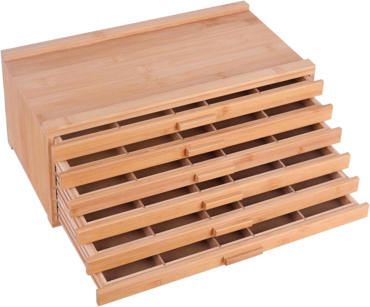 vencer 6 drawer bamboo artist supply storage box, main product view