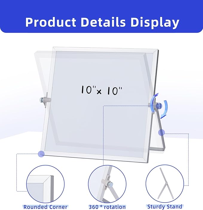 MXG 10x10 Inch Magnetic Dry Erase Board, Double Sided Small Whiteboard - Image 3