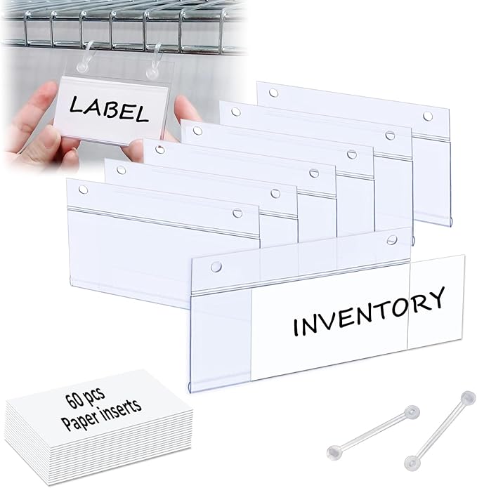 ChanQnTon Plastic Shelf Labels, 3.94 * 1.57inch 60pcs Label Holders by ChanQnTon