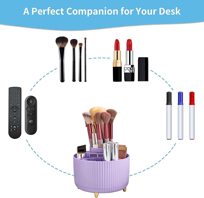 Marbrasse Desk Organizer, 360-Degree Rotating Pen Holder, Desk Organizers and - Image 4