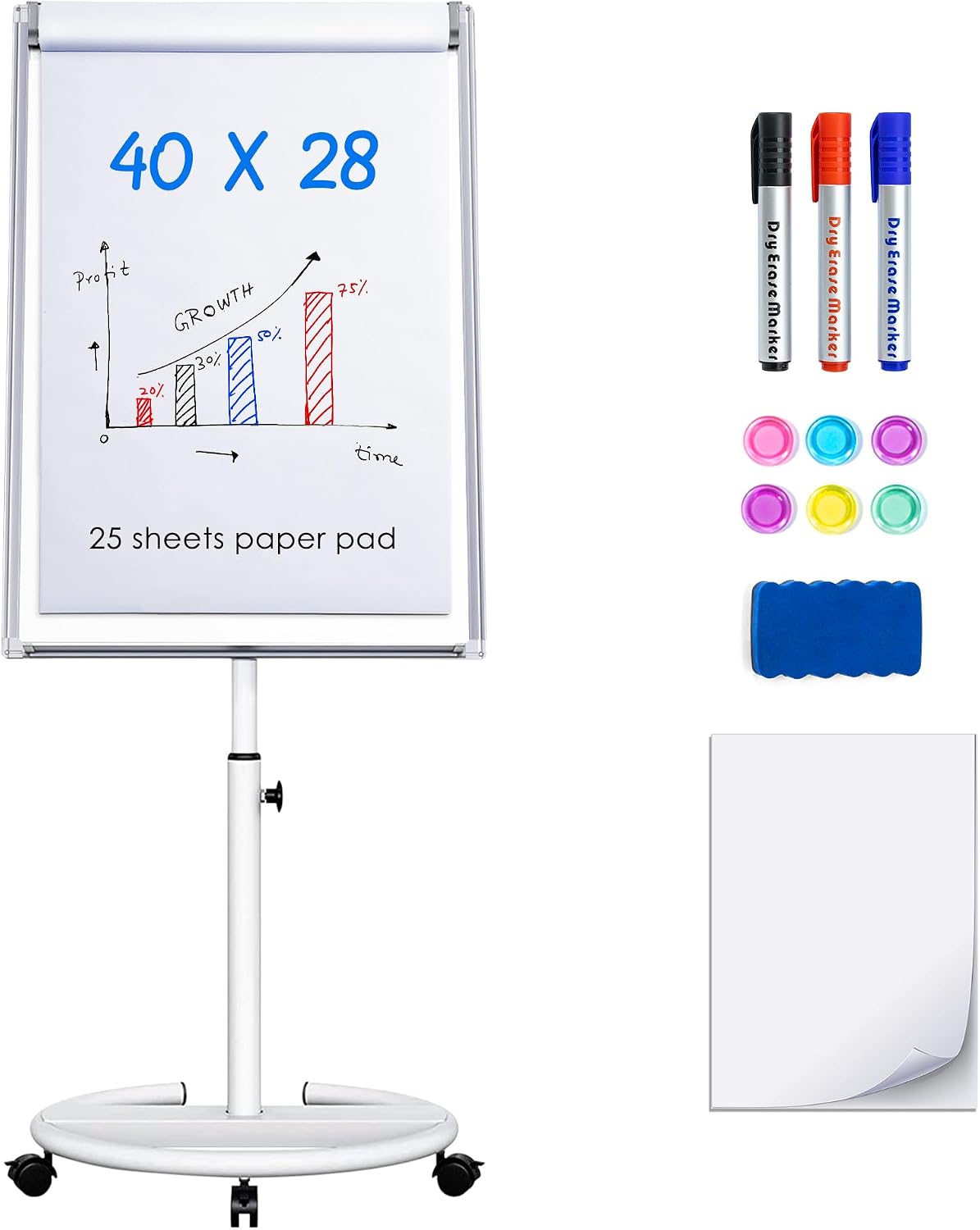 maxtek Mobile Dry Erase Board – 40x28 inches Magnetic Portable Whiteboard Stand