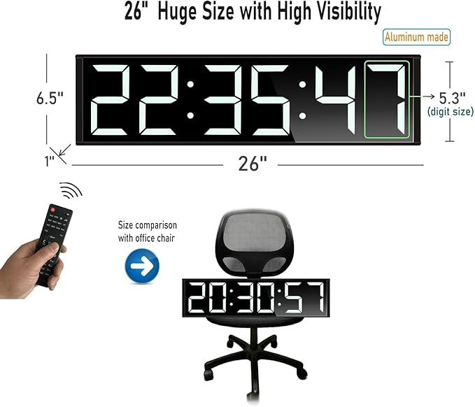 ETEBRG 26'' Huge Digital Wall Clock, Home Gym Interval Workout Timers, - Image 2