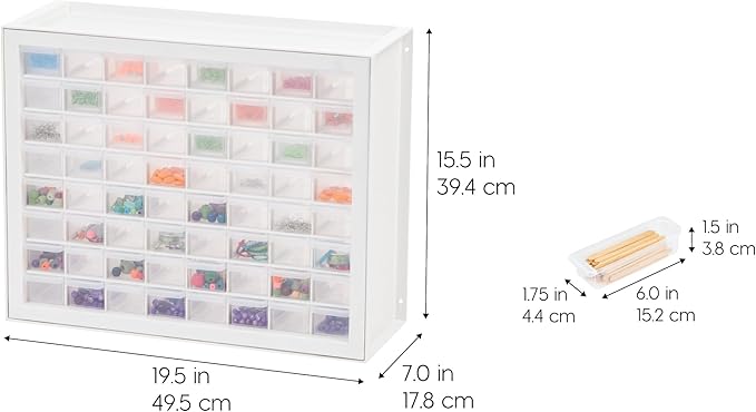 IRIS USA Bead Organizer Storage Bin Drawer Cabinet, 64-Drawer Plastic - Image 3