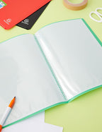 Exacompta - Ref 8820E - Semi-Rigid PP Display Book - Suitable for A4 Documents, Wipeable Cover, 500 Micron Polypropylene, 20 Pockets, 40 Viewing Pages - Assorted Colours (Pack of 10)