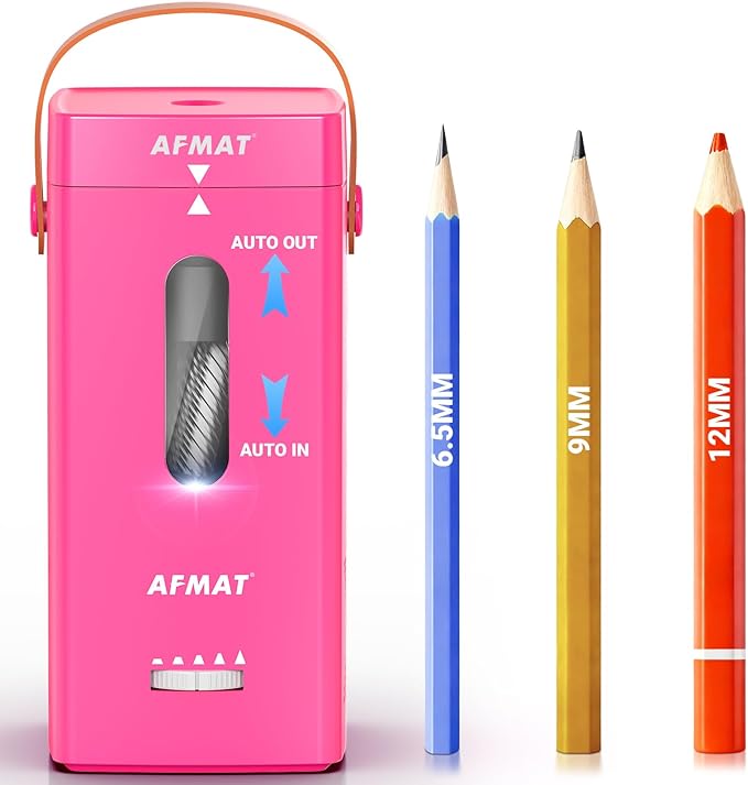 AFMAT Electric Pencil Sharpener, Fully Automatic Pencil Sharpener, Auto in & Out by AFMAT