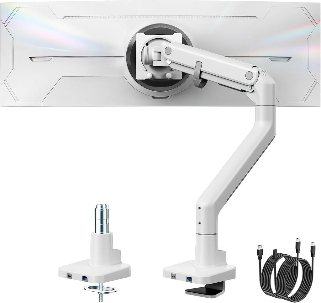 monTEK Single Monitor Arm with USB A/C, Ultrawide Monitor Stand
