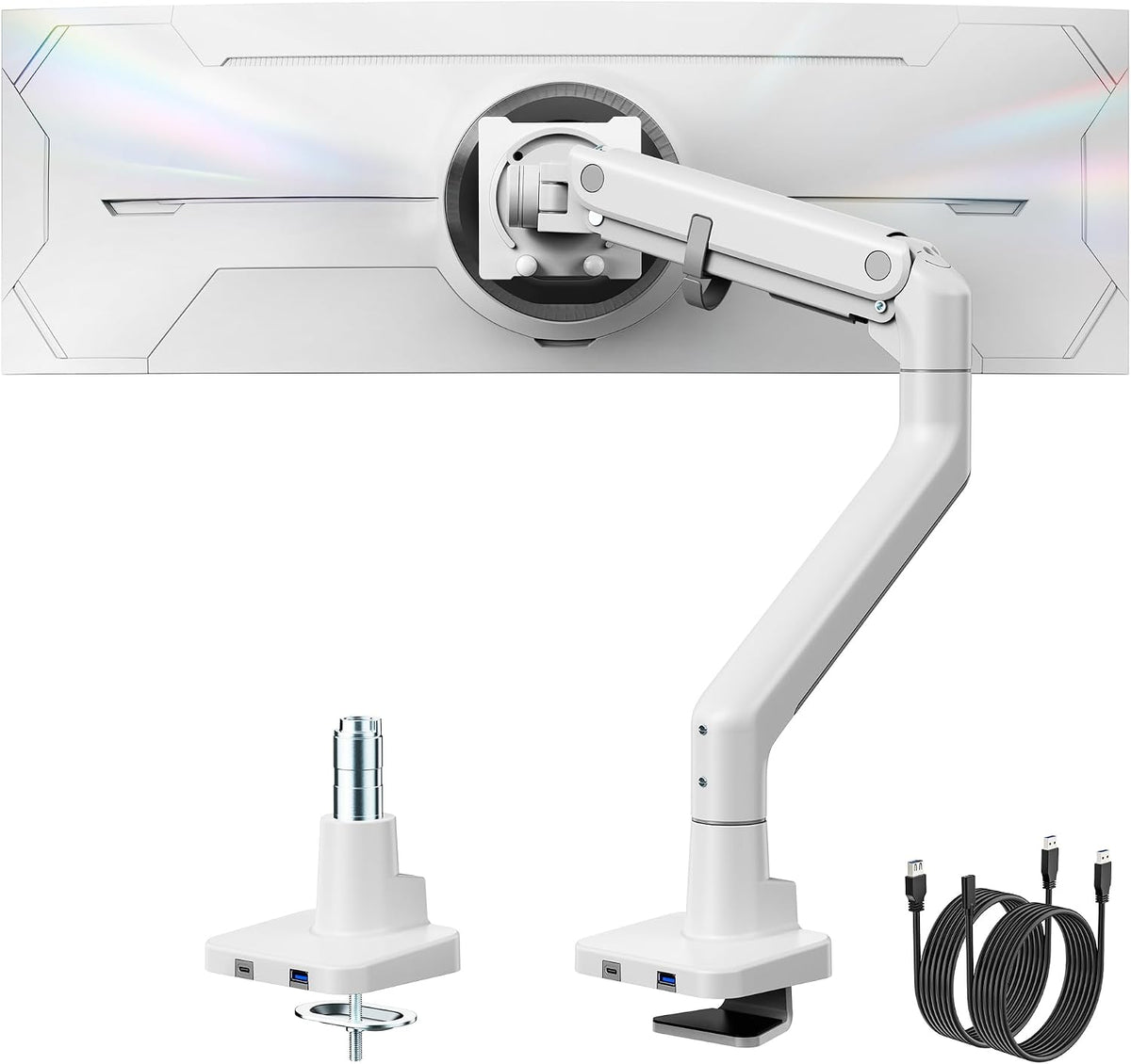 monTEK Single Monitor Arm with USB A/C, Ultrawide Monitor Stand