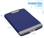 Hongri Clipboard with Storage with Pencil Case, 8.5 x 11 Storage Clip Board | High Capacity Organization Box for A4 Letter Legal Paper, Heavy Duty Folio & Side-Opening for Nurses, Teachers, Navy Blue