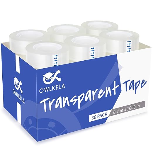 OWLKELA 36 Rolls Transparent Tape Refills, All-Purpose Transparent Glossy Tape by OWLKELA