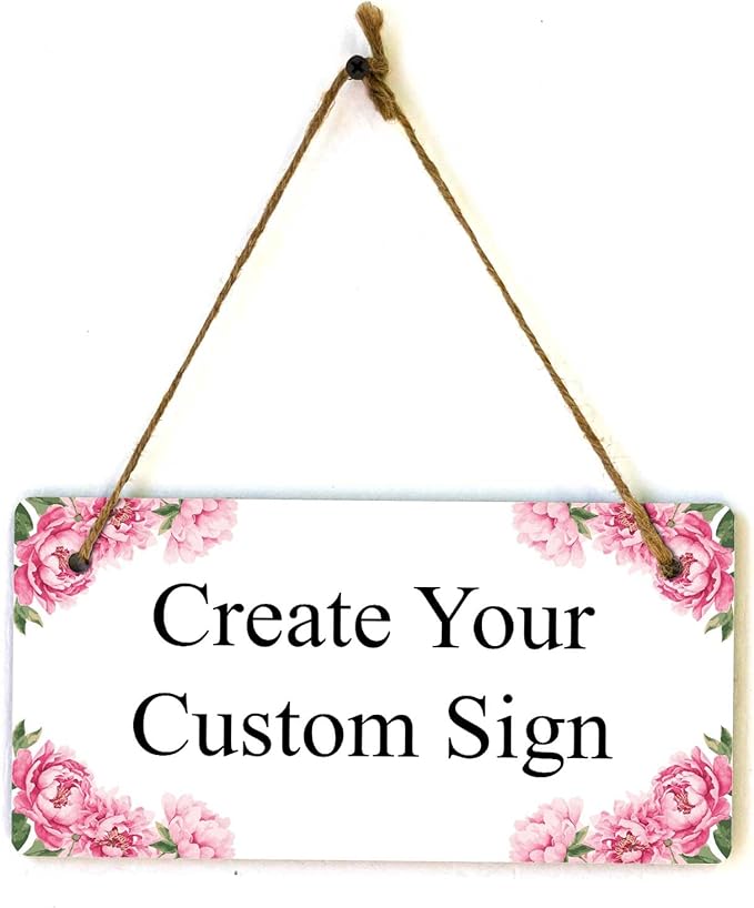 Signs ByLITA Peony Blush Personalized Hanging Wall or Door Sign | Custom Signage by SignsByLITA