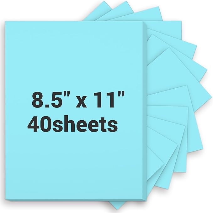 Cardstock 8.5 x 11, Thick Printer Paper 75 lb/200 gsm, 40 Sheets Card Stock Blue by Glyanlee