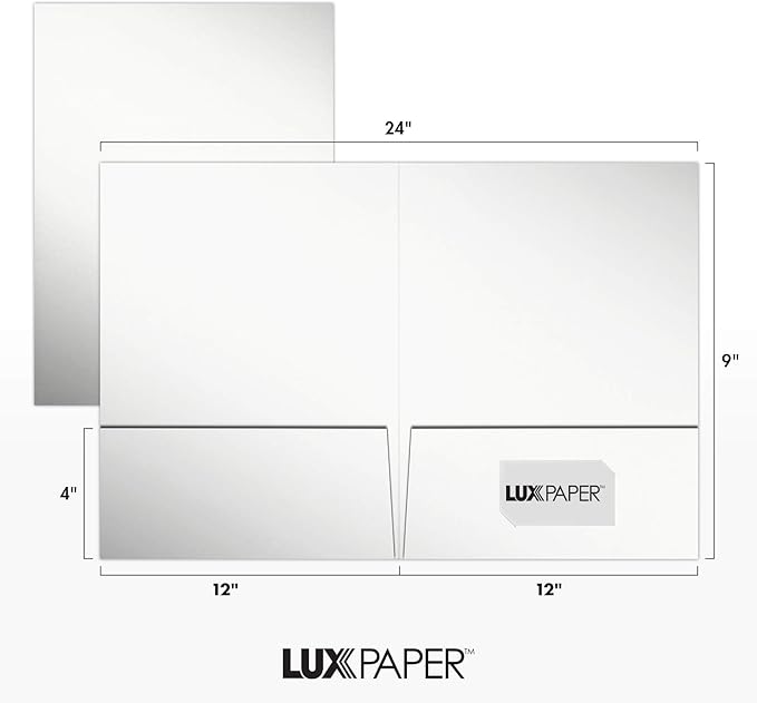 LUXPaper 9" x 12" Presentation Folders | Two Pocket | White Gloss | 14pt. Cover - Image 3