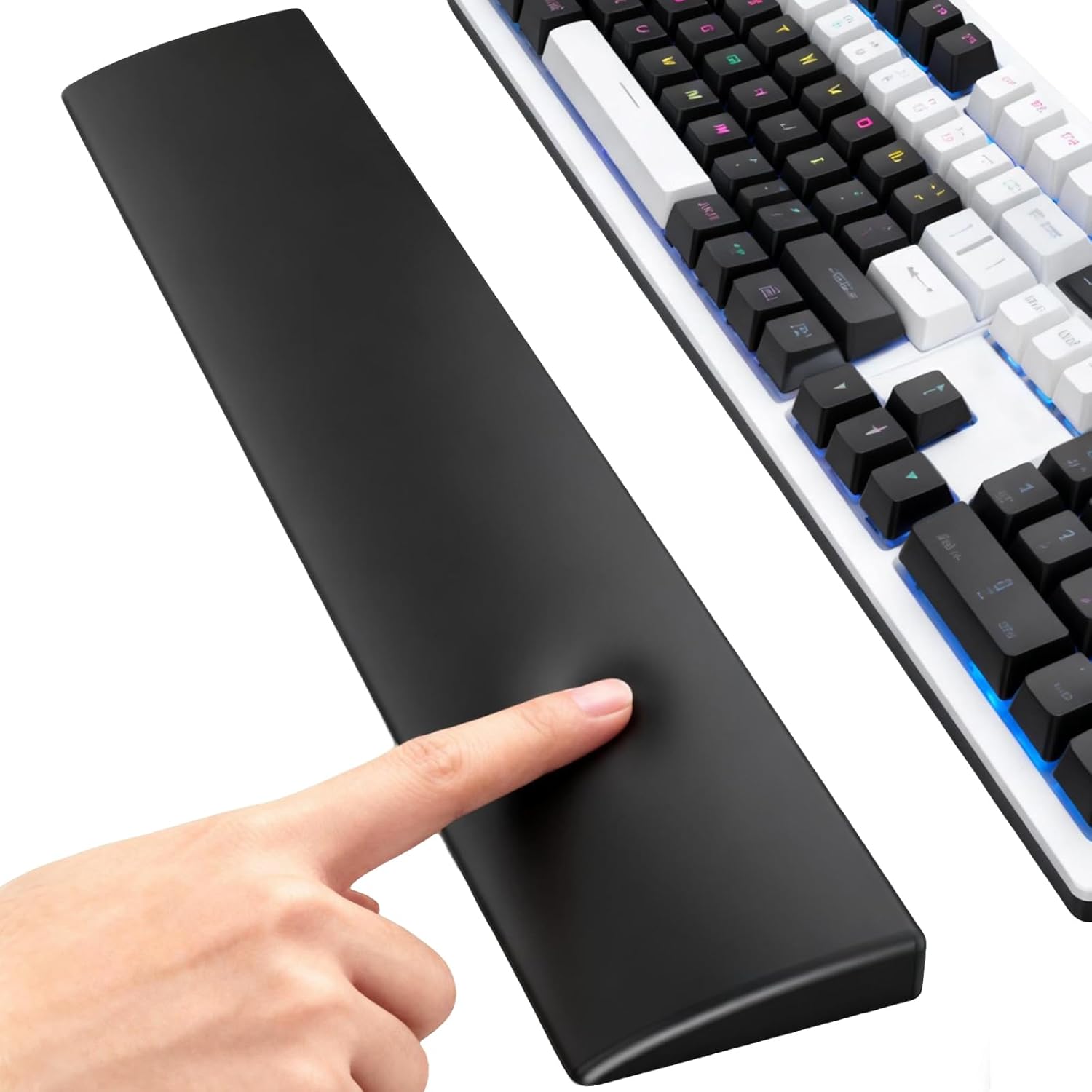 Silicone Wrist Rest for Full-Sized Mechanical Keyboards - Honeycomb Anti-Slip Base, 17.6-Inch Palm Support for Ergonomic Typing and Pain Relief (Ivory White, 17.6)