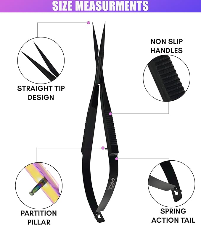Cross Edge Spring Scissors 5 Inch straight Stainless Steel Precision Eyebrow & - Image 6