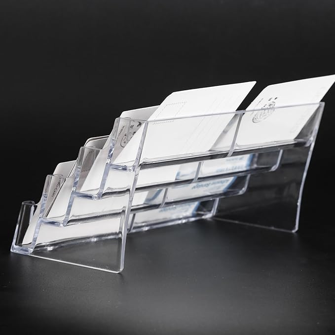 Acrylic Business Card Holder for Desk, 4-Tier Clear Plastic Display Stand - Image 5