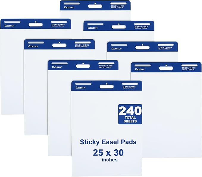 Comix Sticky Easel Pad, 25 x 30 Inches Flip Chart Paper by Comix