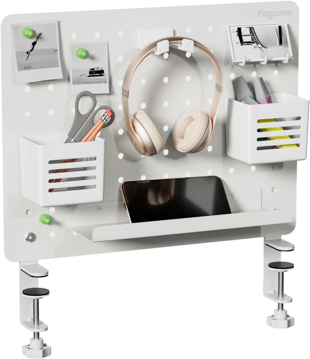 PEGZONE Clamp-on Desk Pegboard, Desk Organizer