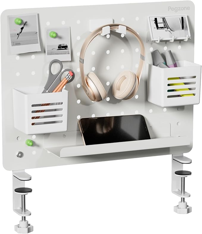 PEGZONE Clamp-on Desk Pegboard, Desk Organizer by Pegzone