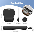 TECKNET Gel Ergonomic Mouse Pad & Keyboard Wrist Rest & Coaster | 3 in 1 Set, Pain Relief, Milk Silk Cloth, Non-Slip PU Base, Easy Typing, Memory Foam Wrist Support for Office & Home