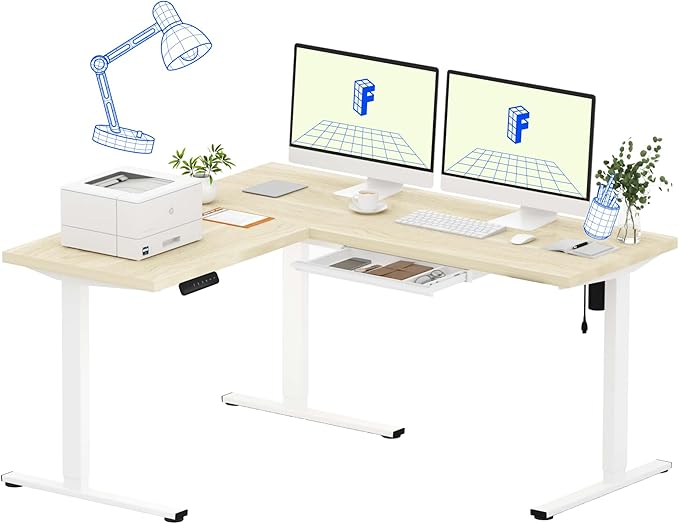 FLEXISPOT L Shaped Standing Desk, 63 x 55 Inch Electric Height Adjustable by FlexiSpot