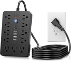 JouleLoom 15 FT Flat Plug Surge Protector Power Strip, 11 Multiple AC Outlets by JouleLoom