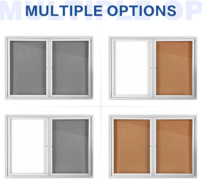 SWANCROWN Weather Resistant Enclosed Bulletin Board Gray Fabric Displays Boards - Image 5