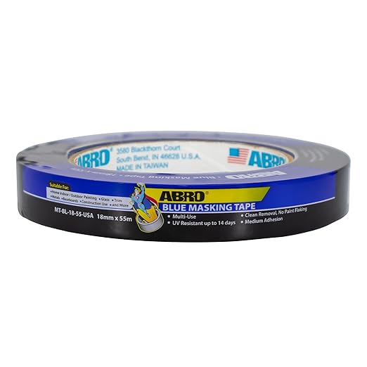 ABRO Blue Painters Tape: 18mm x 55M All Purpose Blue Tape, Temporary Labeling by ABRO