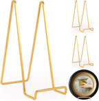 Decolore 4 Pack 8.5 Inch Gold Plate Stands Square Tabletop Easel Display Stand by Decolore