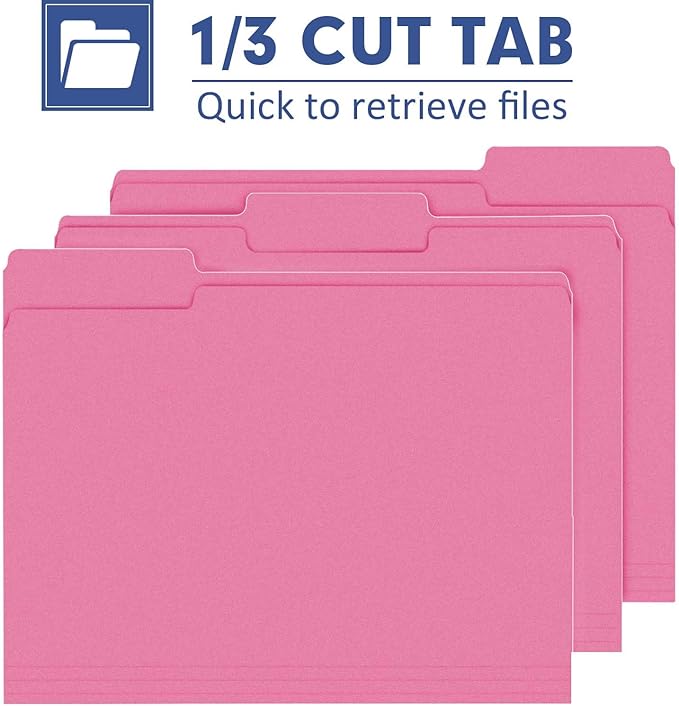 File Folder, PANDRI 120 Pack File Folder, 1/3 Cut Tab, Letter Size, Filing - Image 3